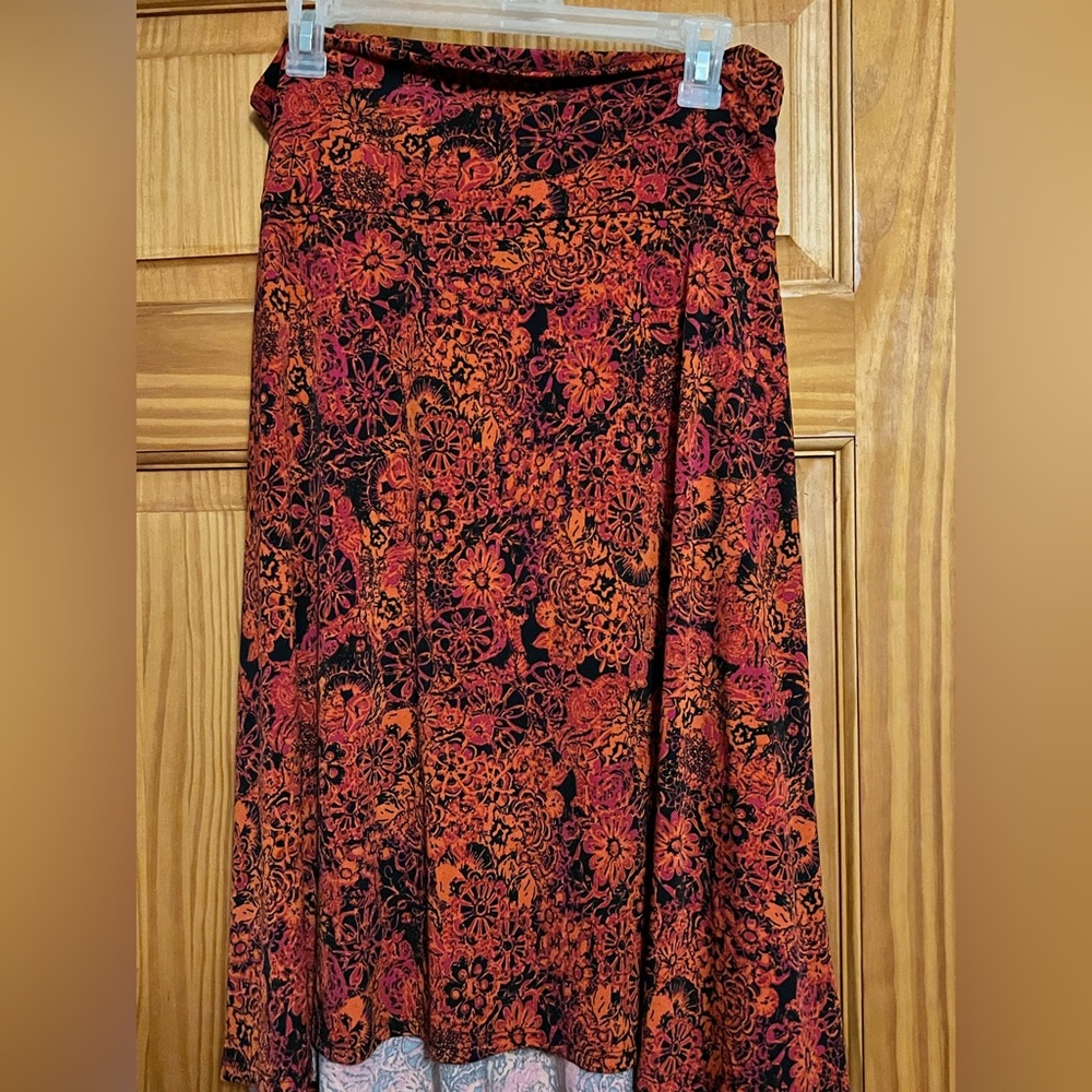 LuLaRoe A-Line Skirt in Red and Orange Floral